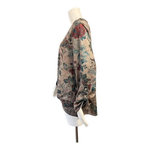 Song n Spirit Floral Hi Lo Top~Size XL~Multi Fall Color Roll Tab Sleeves L4 15 - Picture 7 of 11